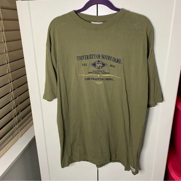 T-shirt Vintage 90s Notre Dame Fighting Irish - Brodé Crable Sportswear Taille XL